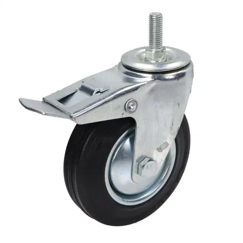 Koop Online Kółko obrotowe fi 125mm bieżnik 37mm gumowe z hamulcem - trzpień M12
